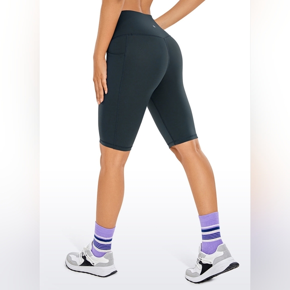 Yoga Shorts with Pockets - Dark Green - Picture 2 of 8